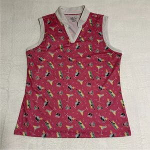 New Coral Bay Pink Golf & Martini
Drinks Print m Sleeveless polo Size 1x